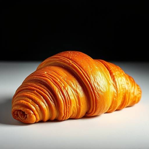 A flaky, golden-brown croissant, fresh from the oven.