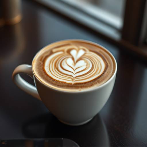 A perfectly poured latte with latte art.