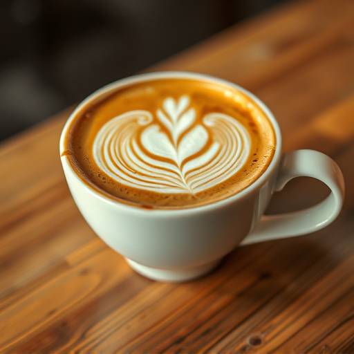 A perfectly poured latte with latte art.