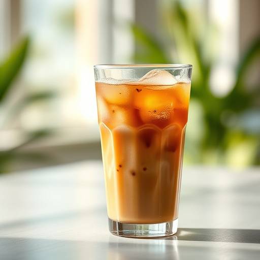 A refreshing glass of iced coffee.
