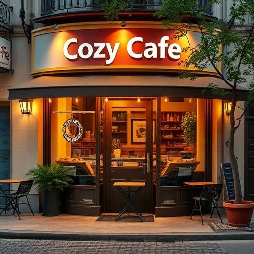 The exterior of Cozy Corner Cafe, showing the entrance and outdoor seating area.