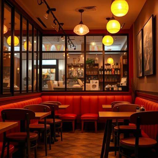 The interior of Cozy Corner Cafe, showing comfortable seating and warm lighting.
